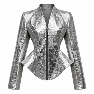 RENATA | Crocodile-Embossed Leather Top